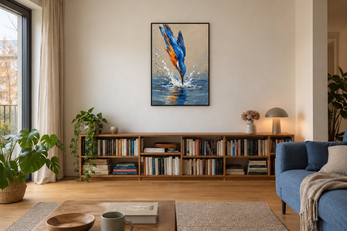 Handgemaltes Gemälde „Im Sturzflug“ 90x120cm