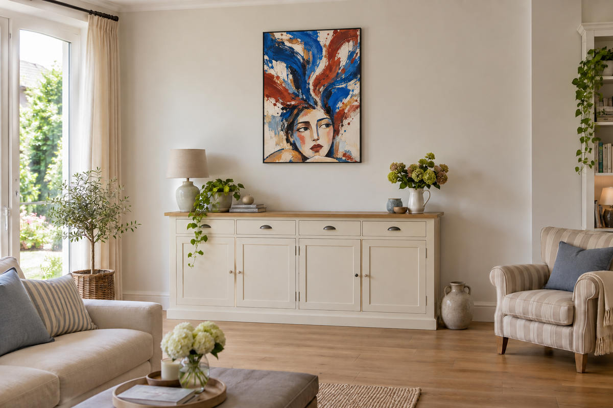 Handgemaltes Gemälde 'Aufgewirbelte Gedanken' 90x120cm