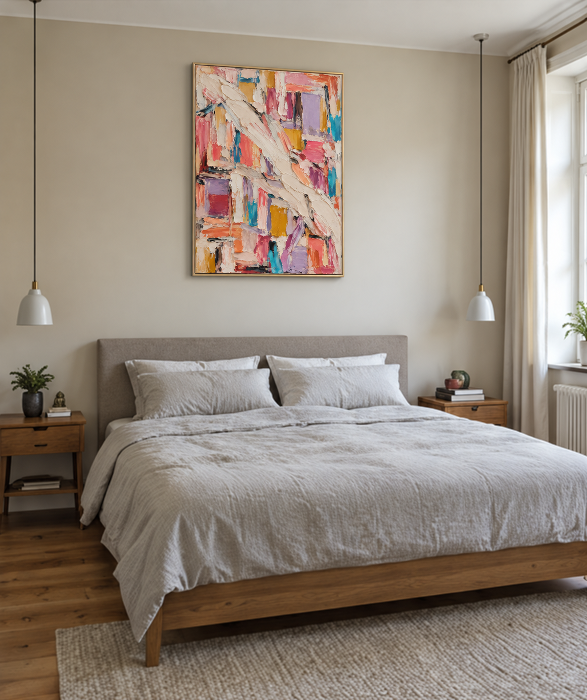 Handgemaltes Gemälde „Bunte Begegnung“ 80x120cm