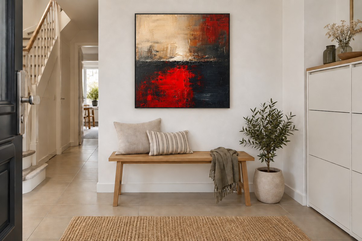 Handgemaltes Gemälde „Glut unter Asche“ 100x100cm