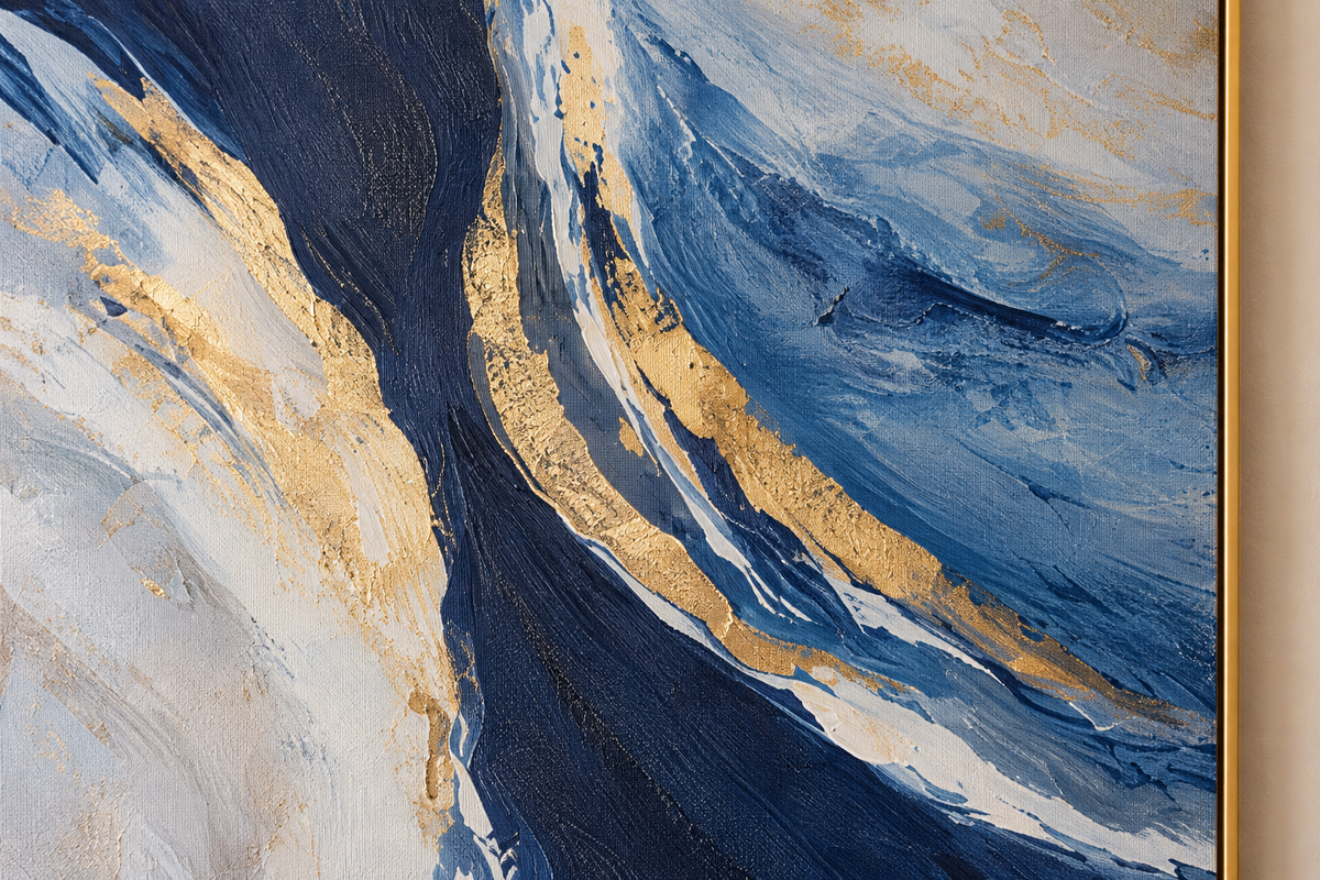 Handgemaltes Gemälde „Fluss aus Gold“ 90x120cm