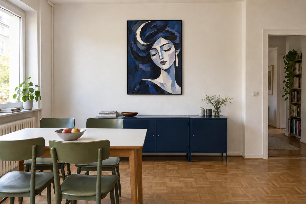 Handgemaltes Gemälde 'Mondsilber' 90x120cm