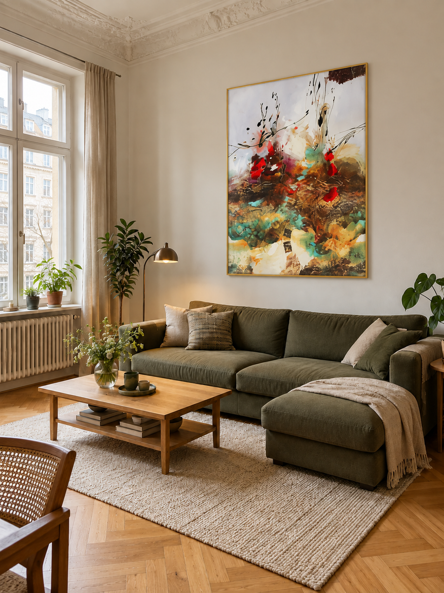 Handgemaltes Gemälde „Wilder Garten“ 120x160cm