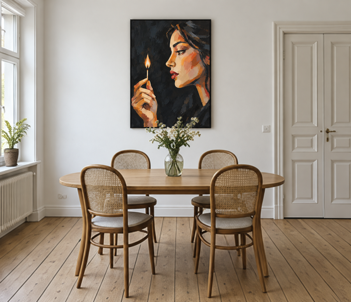 Handgemaltes Gemälde 'Die kleine Flamme' 90x120cm