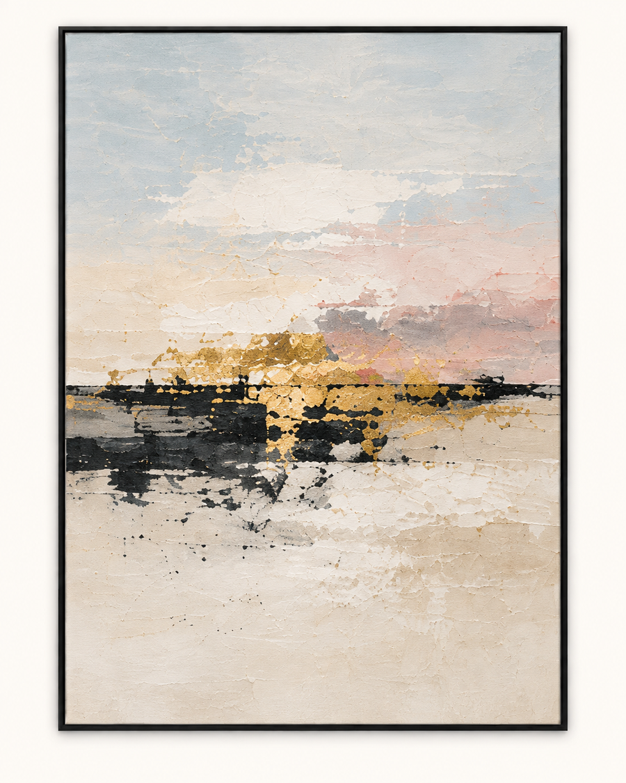 Handgemaltes Gemälde „Goldener Horizont“ 90x120cm