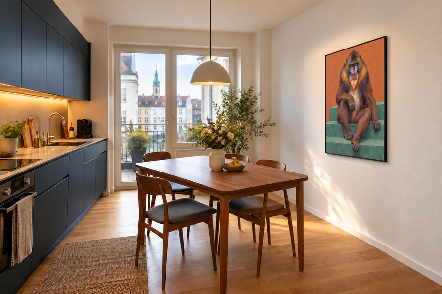 Handgemaltes Gemälde „Der gelassene Mandrill“ 90x120cm