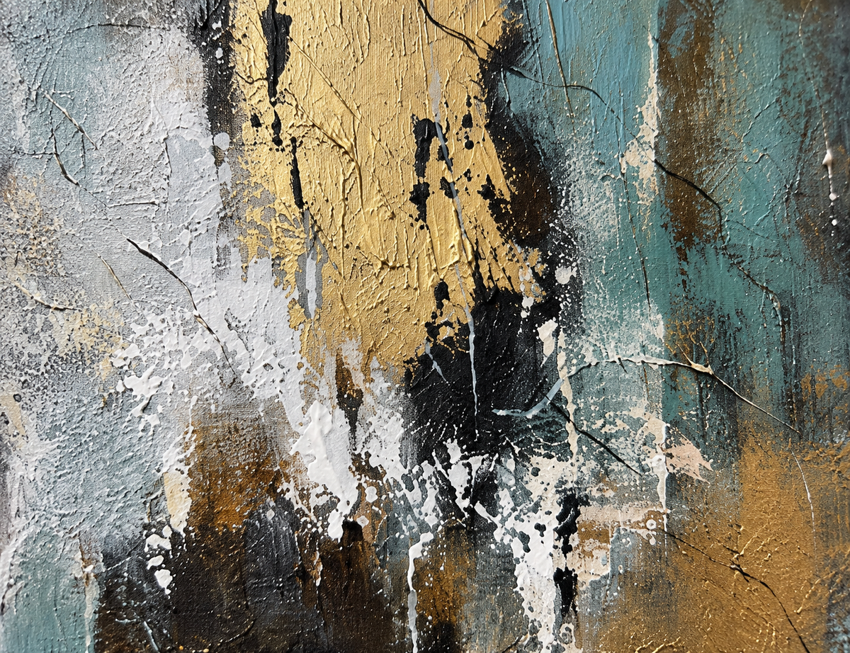 Handgemaltes Gemälde „Spuren in Petrol“ 100x100cm