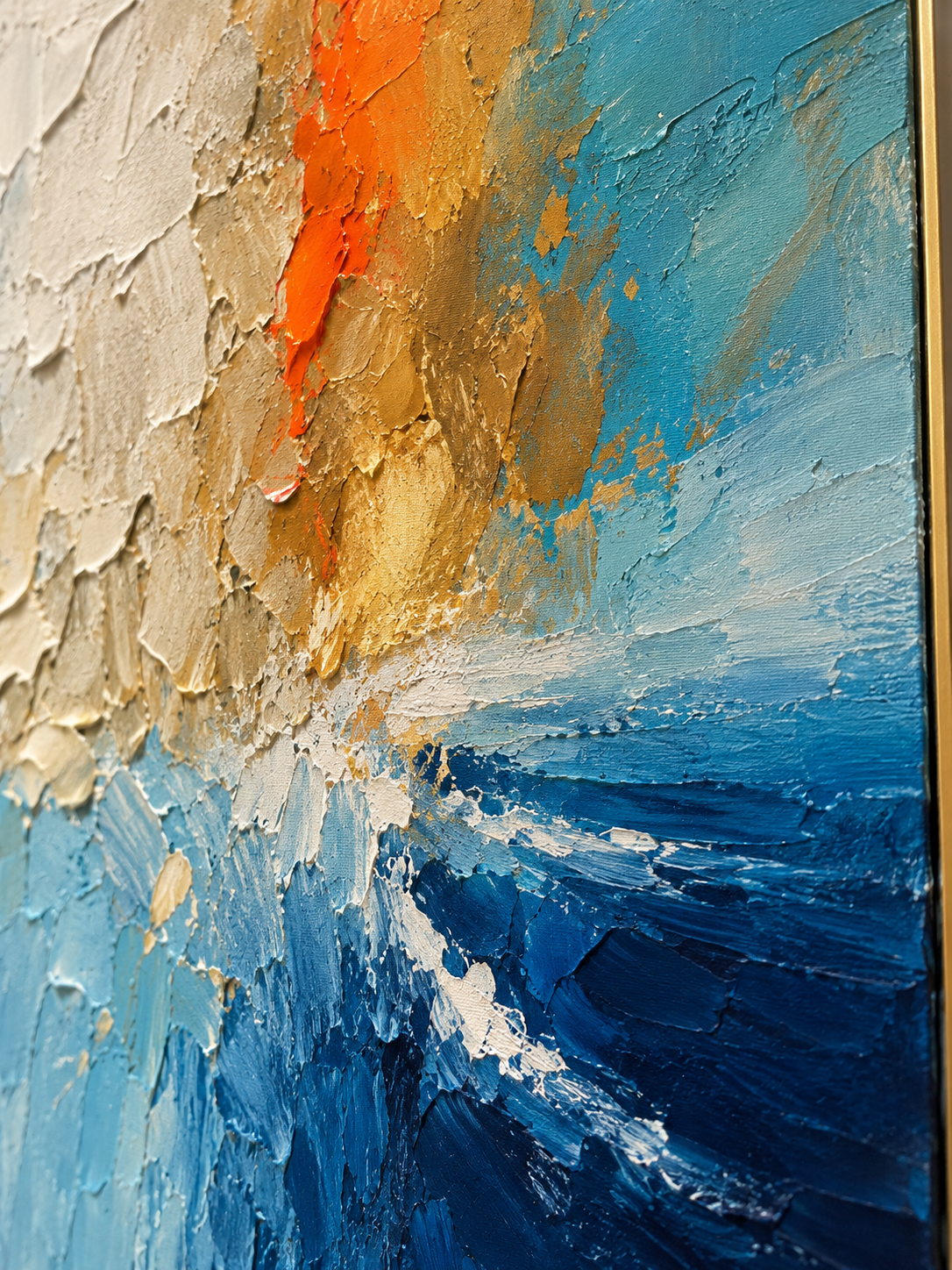 Handgemaltes Gemälde „Licht über Blau“ 100x100cm