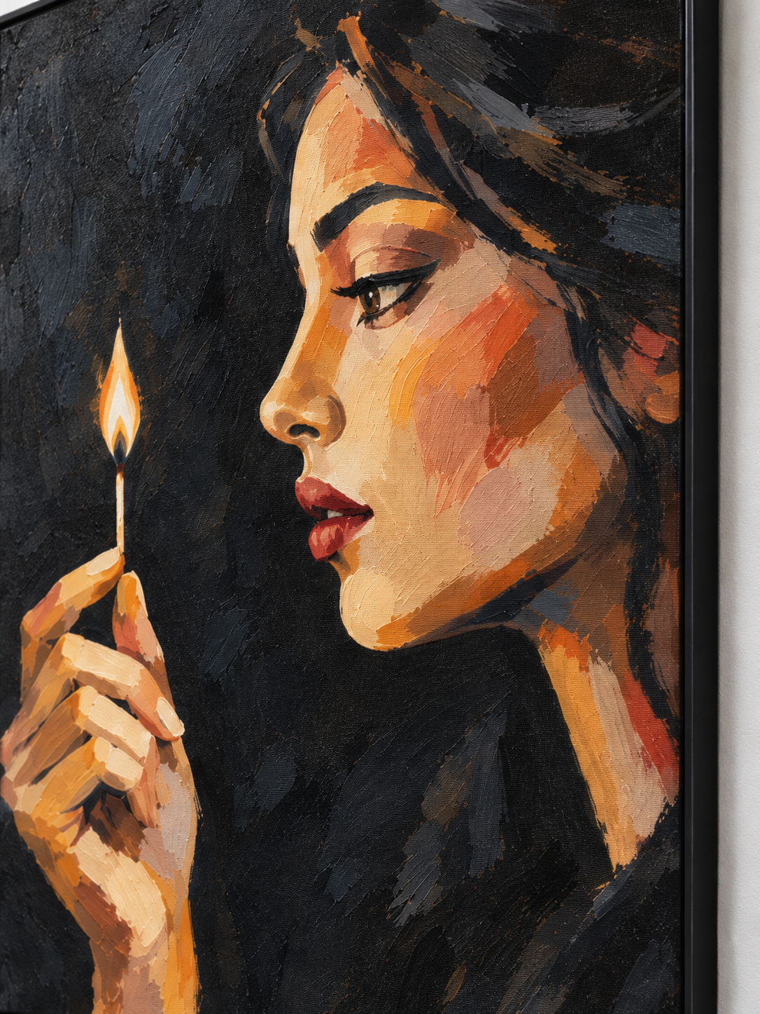 Handgemaltes Gemälde 'Die kleine Flamme' 90x120cm