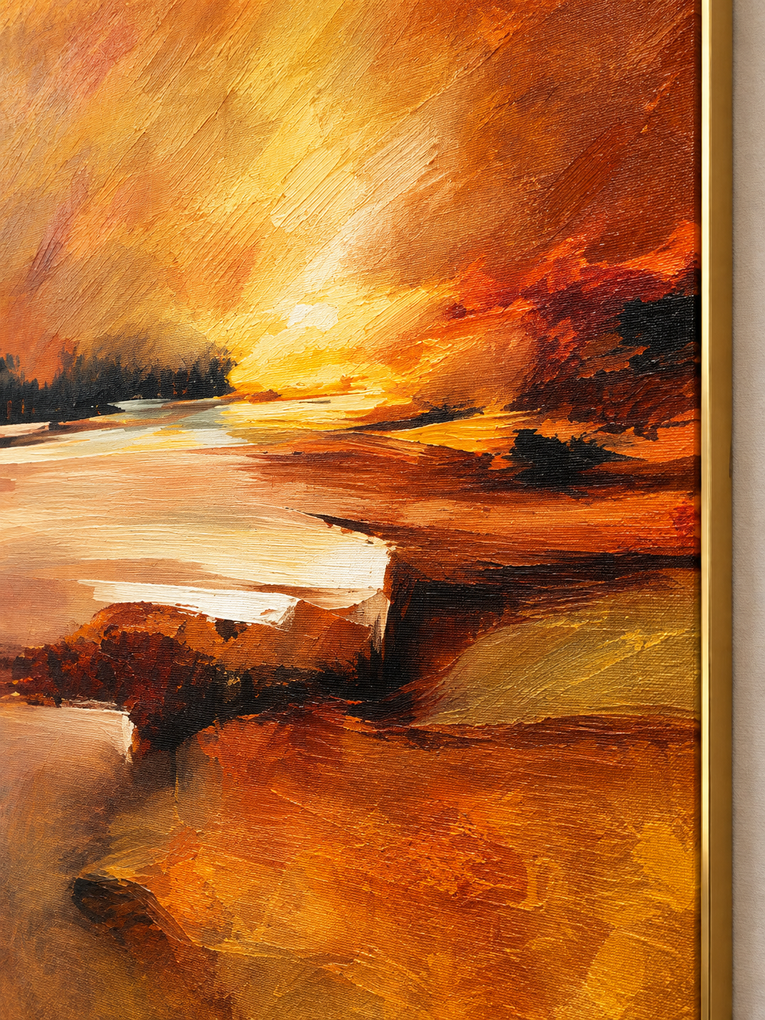 Handgemaltes Gemälde „Abendgold“ 120x160cm