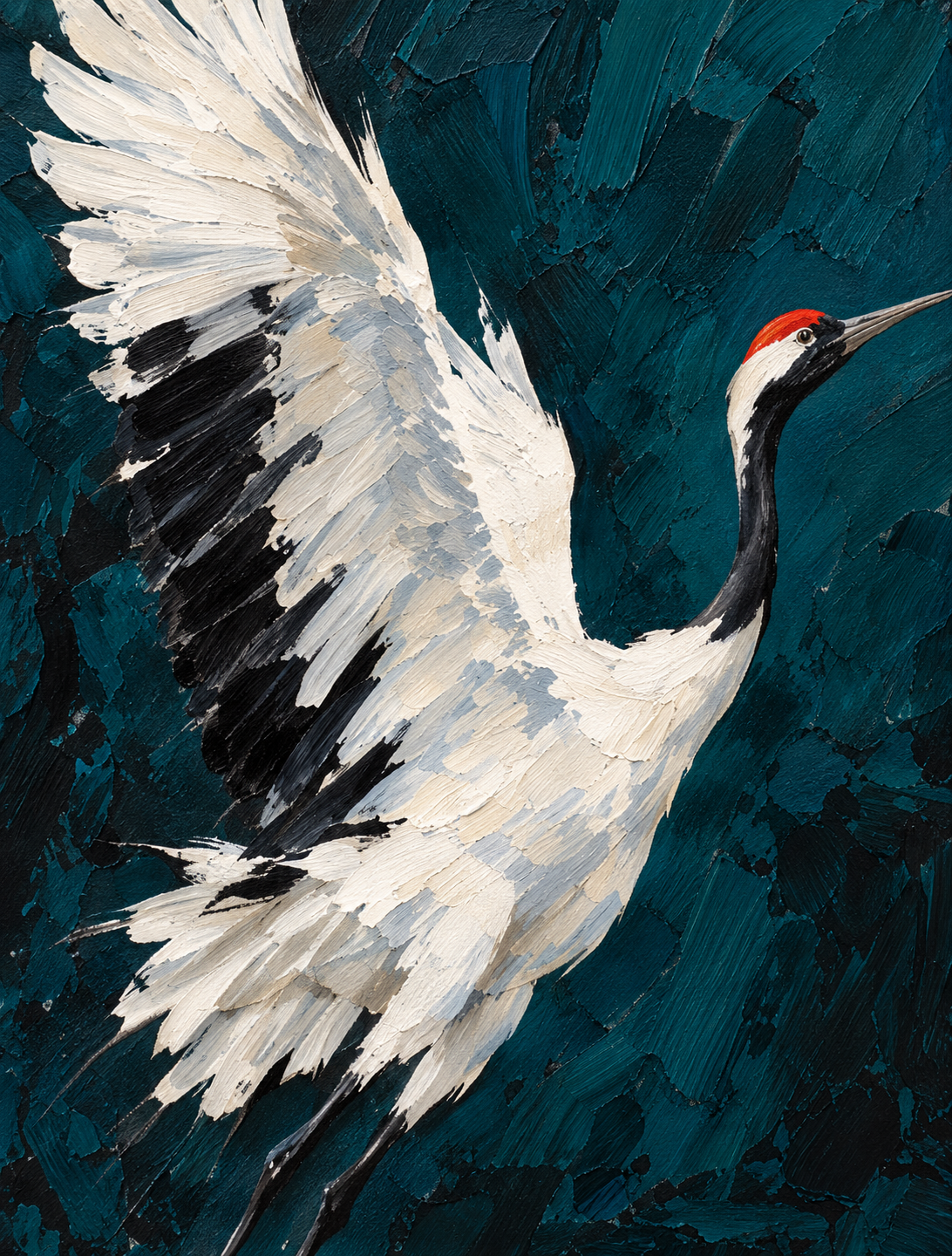 Handgemaltes Gemälde „Flug ins Blau“ 90x120cm