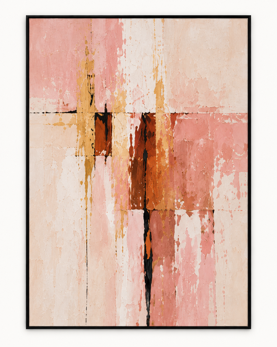 Handgemaltes Gemälde „Rosé und Rost“ 90x120cm