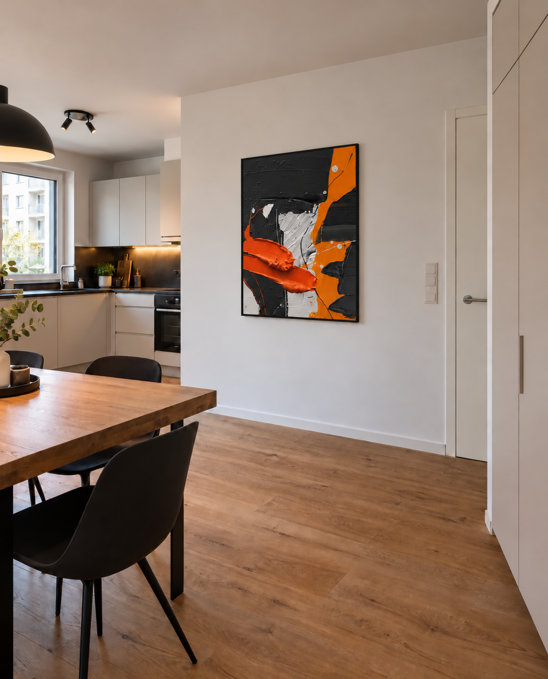 Handgemaltes Gemälde „Feurige Spur“ 90x120cm