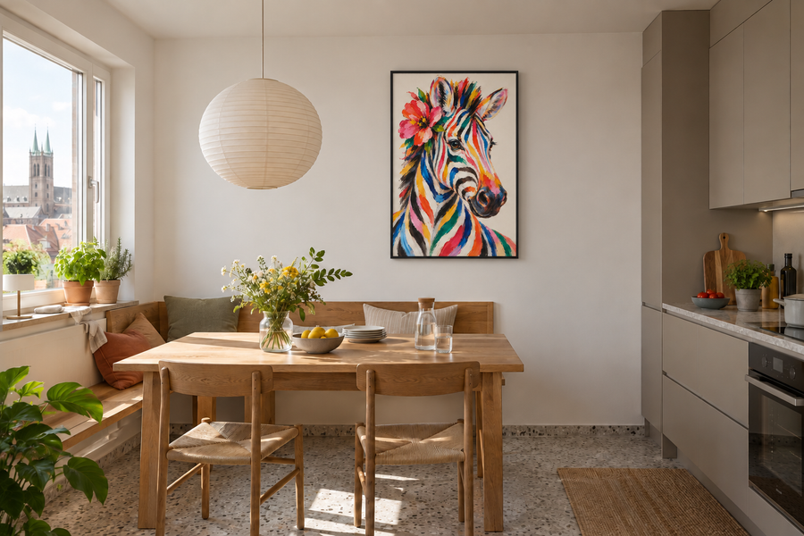 Handgemaltes Gemälde „Blütenstreifen“ 80x120cm