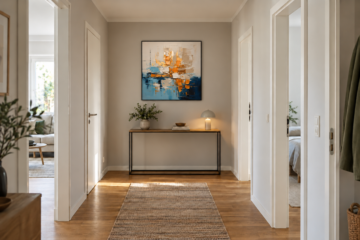 Handgemaltes Gemälde „Goldene Spiegelung“ 100x100cm