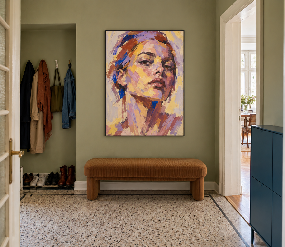 Handgemaltes Gemälde „Blick in Violett“ 90x120cm