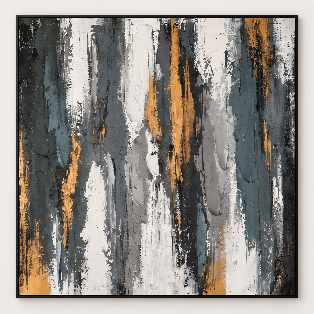 Handgemaltes Gemälde „Goldene Spuren“ 100x100cm