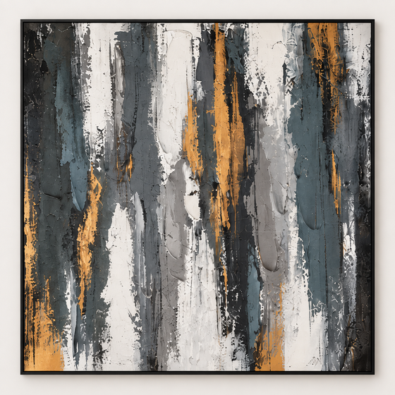 Handgemaltes Gemälde „Goldene Spuren“ 100x100cm