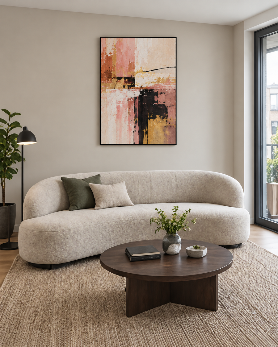 Handgemaltes Gemälde „Rosé-Kontraste“ 90x120cm