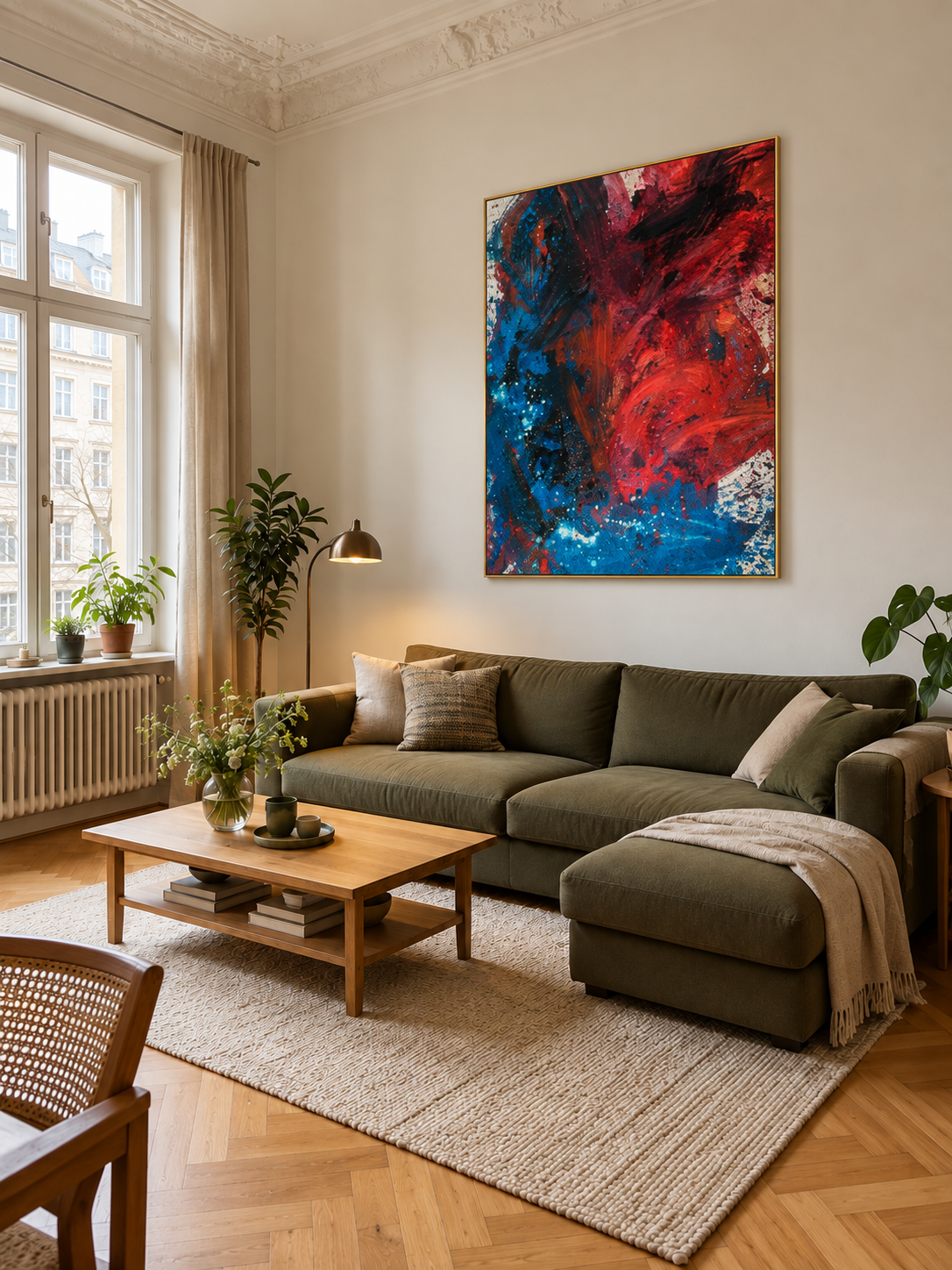Handgemaltes Gemälde „Glut und Tiefe“ 120x160cm
