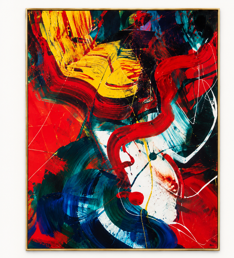 Handgemaltes Gemälde „Roter Impuls“ 120x160cm