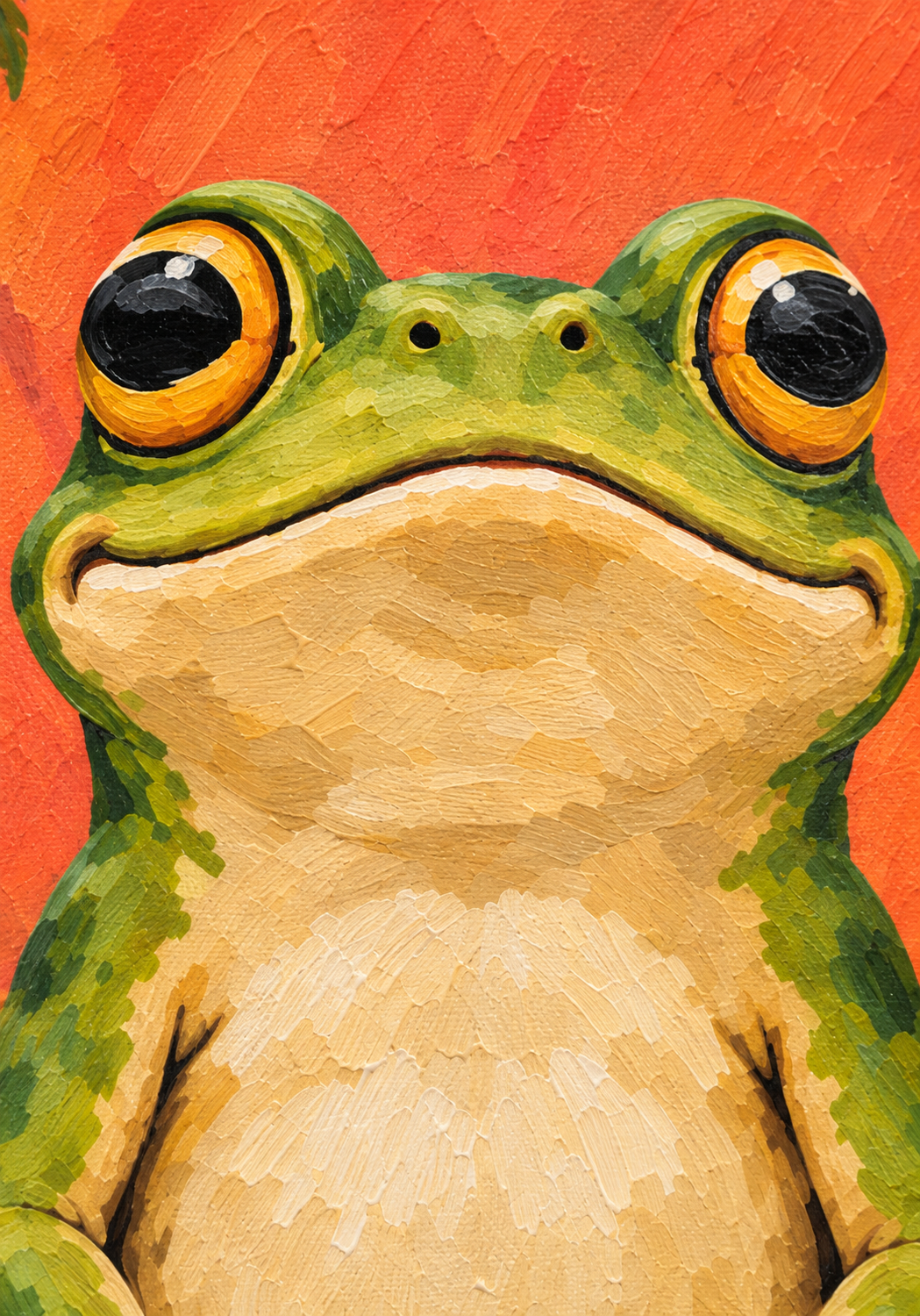 Yoga-Frosch „In meiner Mitte“ – Acrylbild 70 × 100 cm