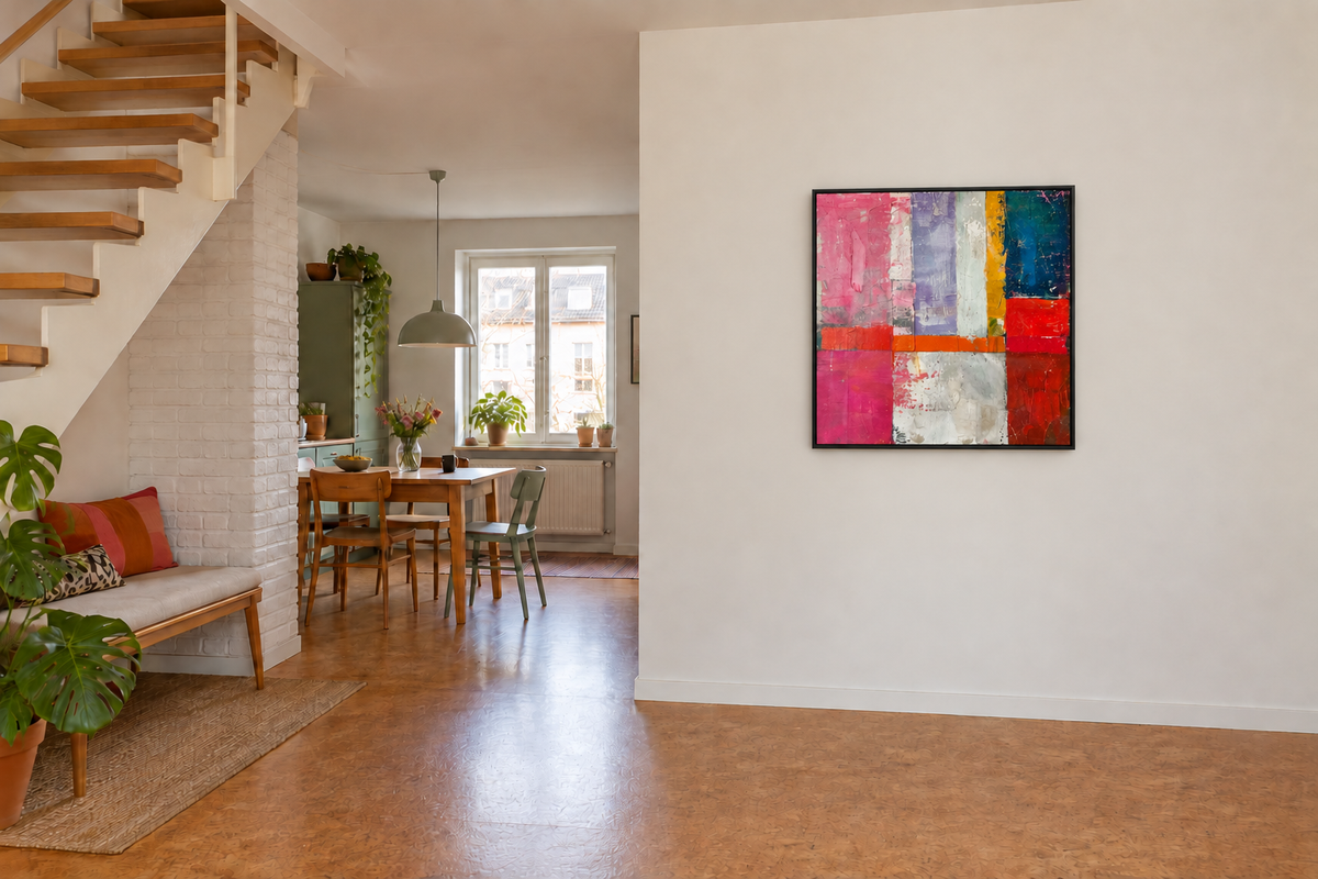 Handgemaltes Gemälde „Farbige Fragmente“ 100x100cm