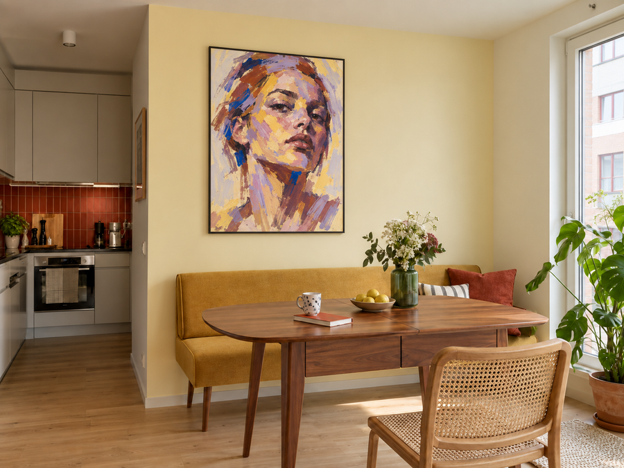 Handgemaltes Gemälde „Blick in Violett“ 90x120cm