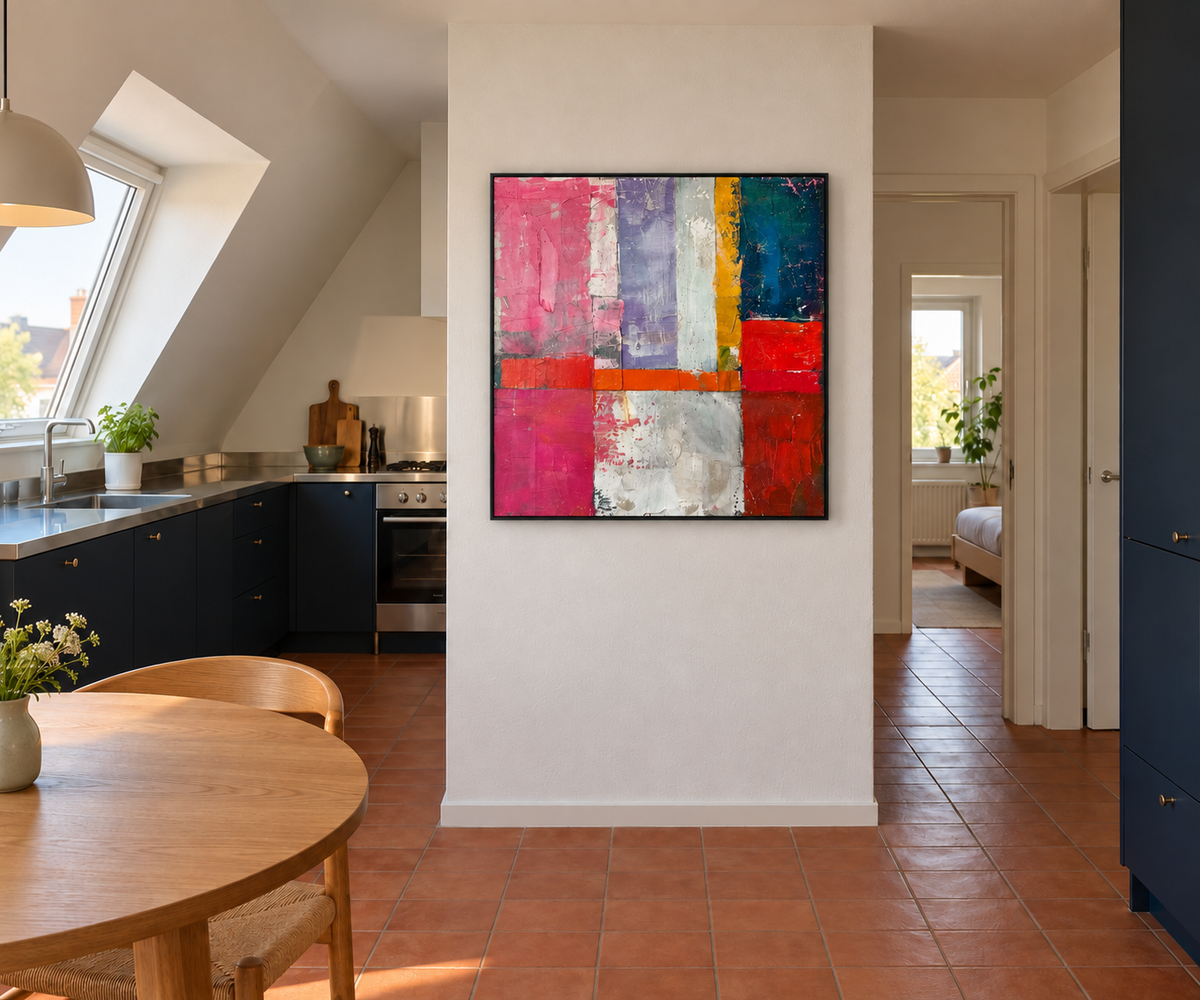 Handgemaltes Gemälde „Farbige Fragmente“ 100x100cm