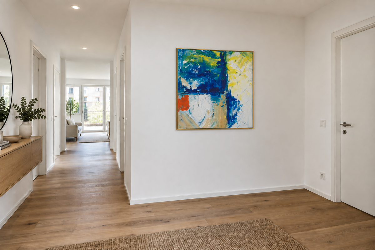 Handgemaltes Gemälde 'Himmel in Bewegung' 100x100cm