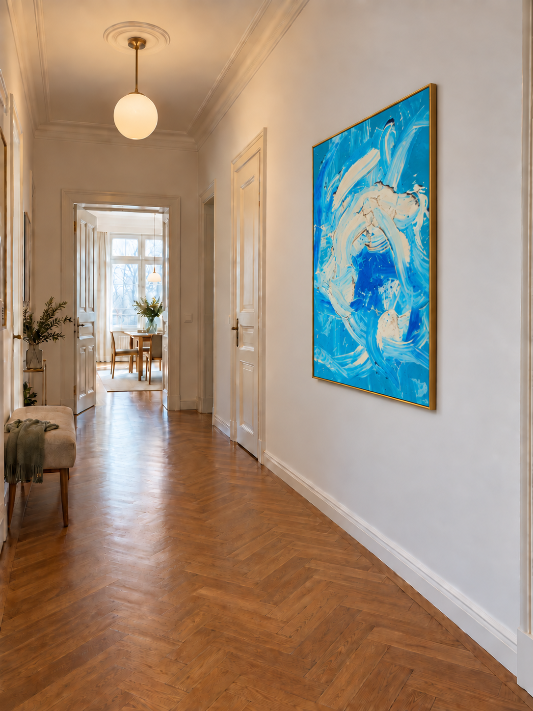 Handgemaltes Gemälde „Blaue Strömung“ 120x160cm
