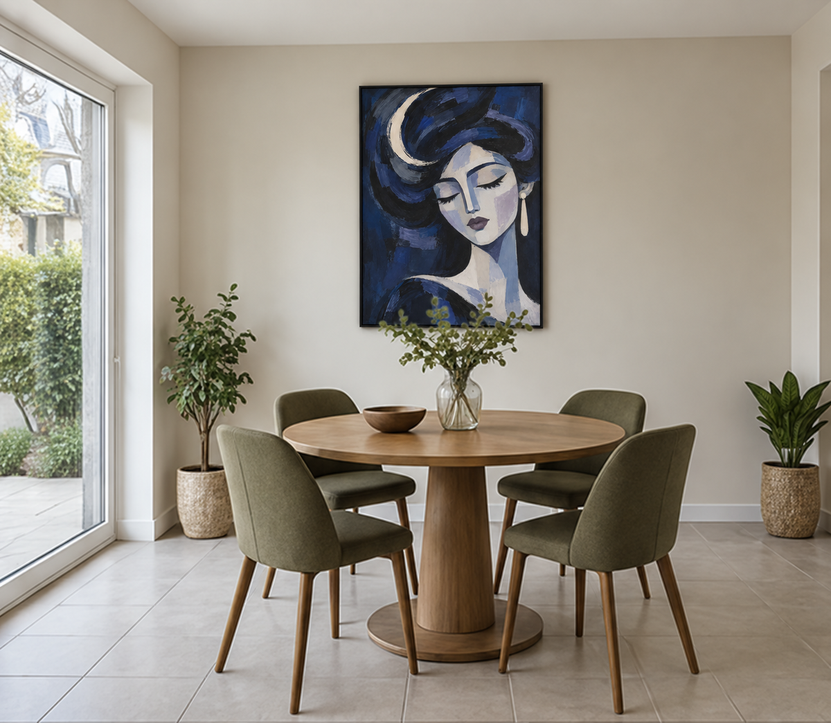 Handgemaltes Gemälde 'Mondsilber' 90x120cm