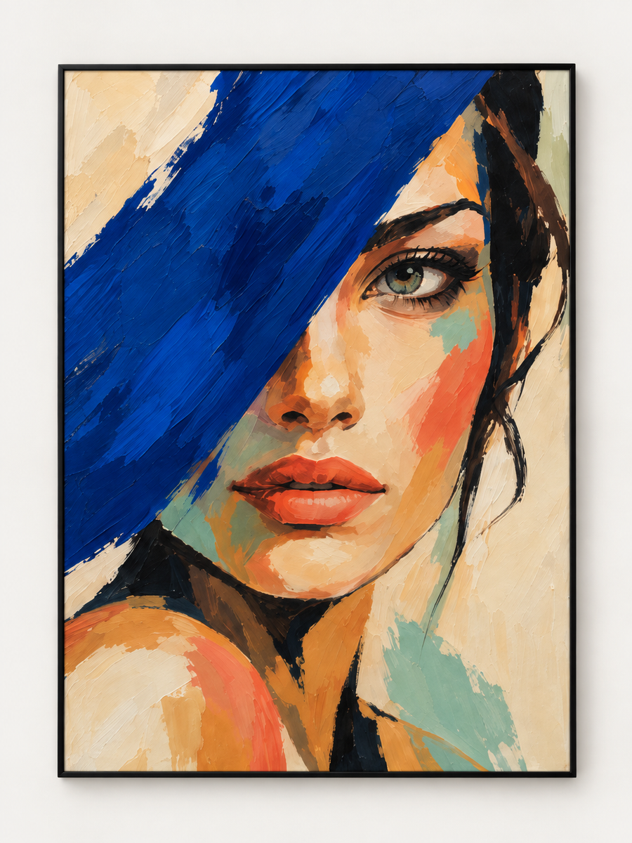 Handgemaltes Gemälde „Blauer Schwung“ 90x120cm