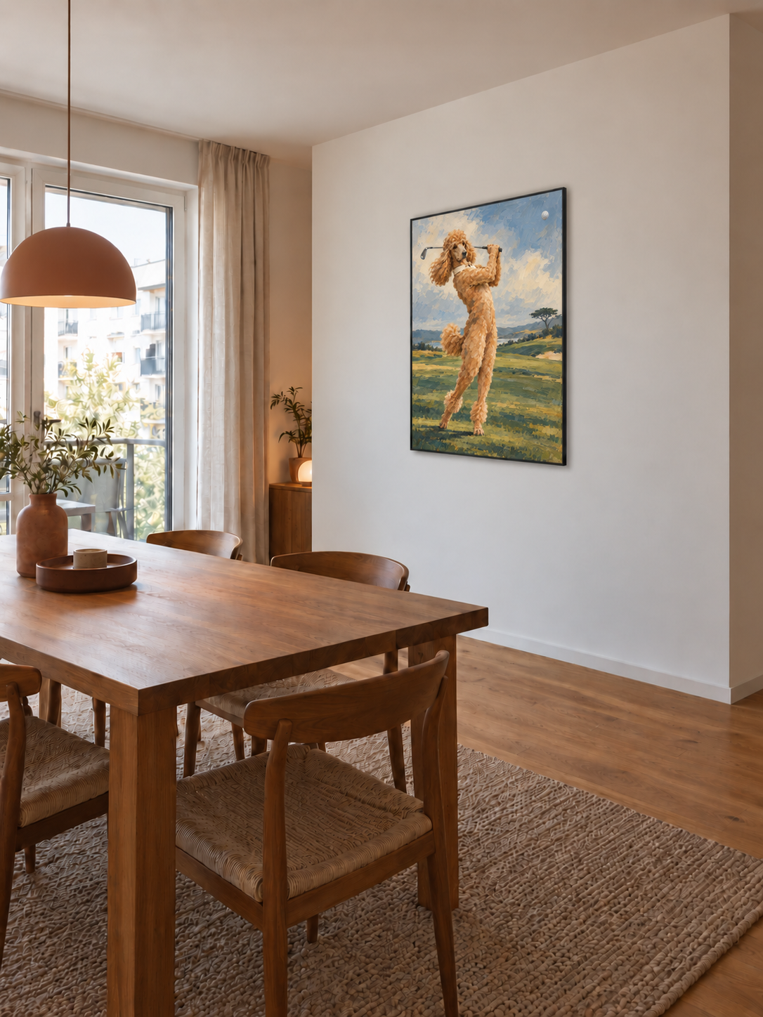 Handgemaltes Gemälde „Pudel mit Schwung“ 90x120cm