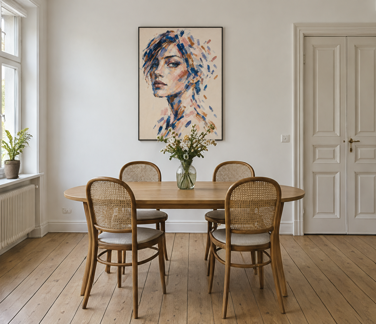 Handgemaltes Gemälde 'Zerstreute Schönheit' 90x120cm