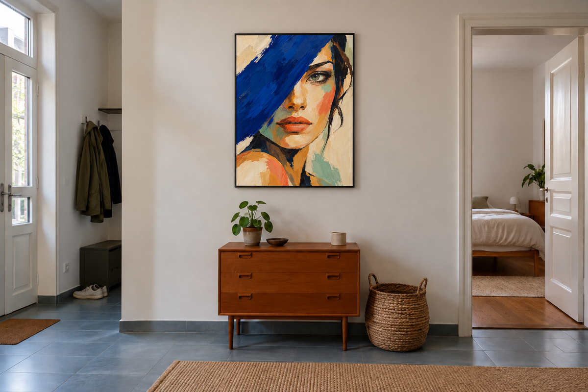 Handgemaltes Gemälde „Blauer Schwung“ 90x120cm