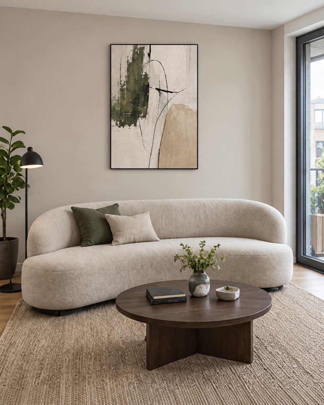 Handgemaltes Gemälde „Olivenlinien“ 90x120cm