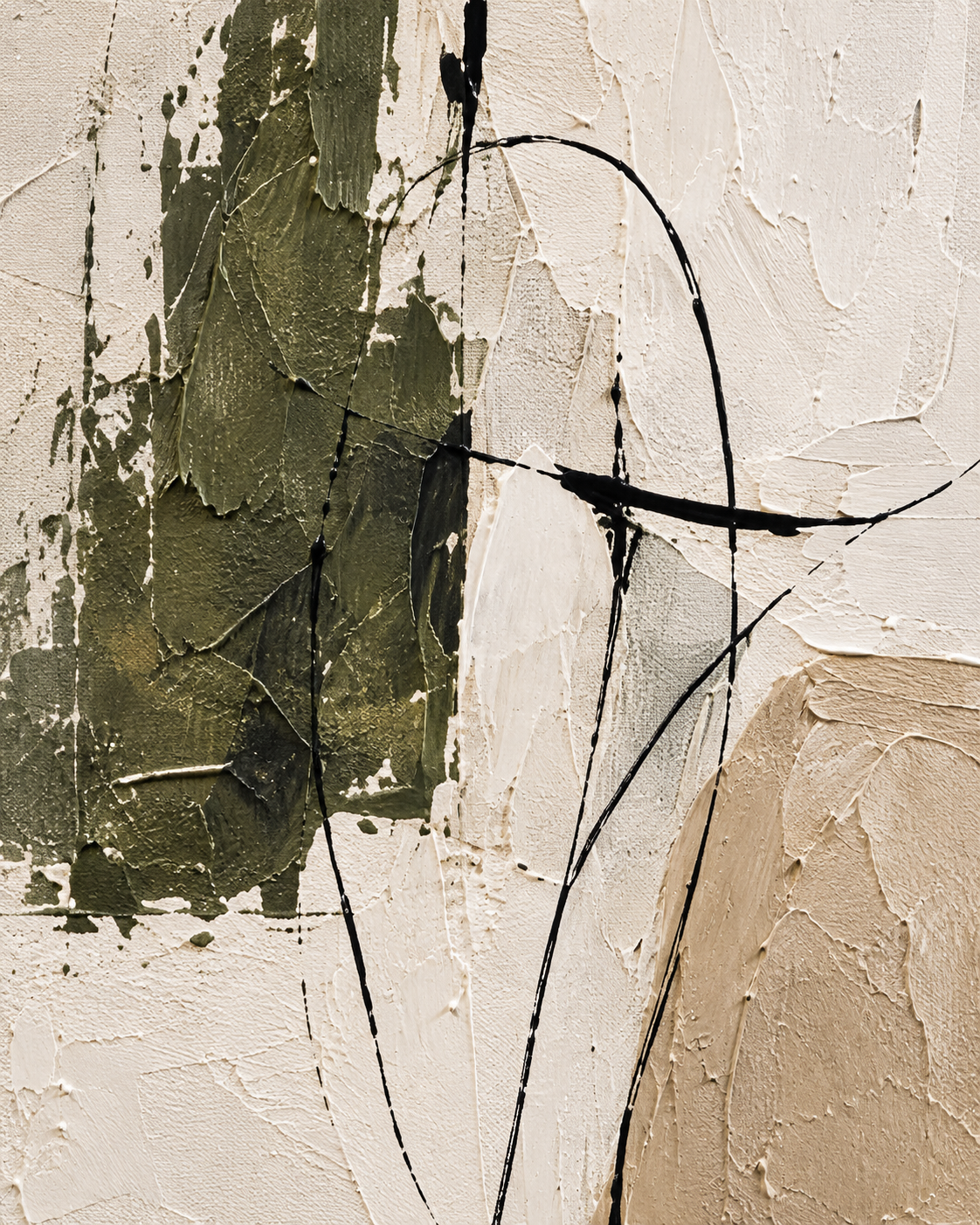 Handgemaltes Gemälde „Olivenlinien“ 90x120cm