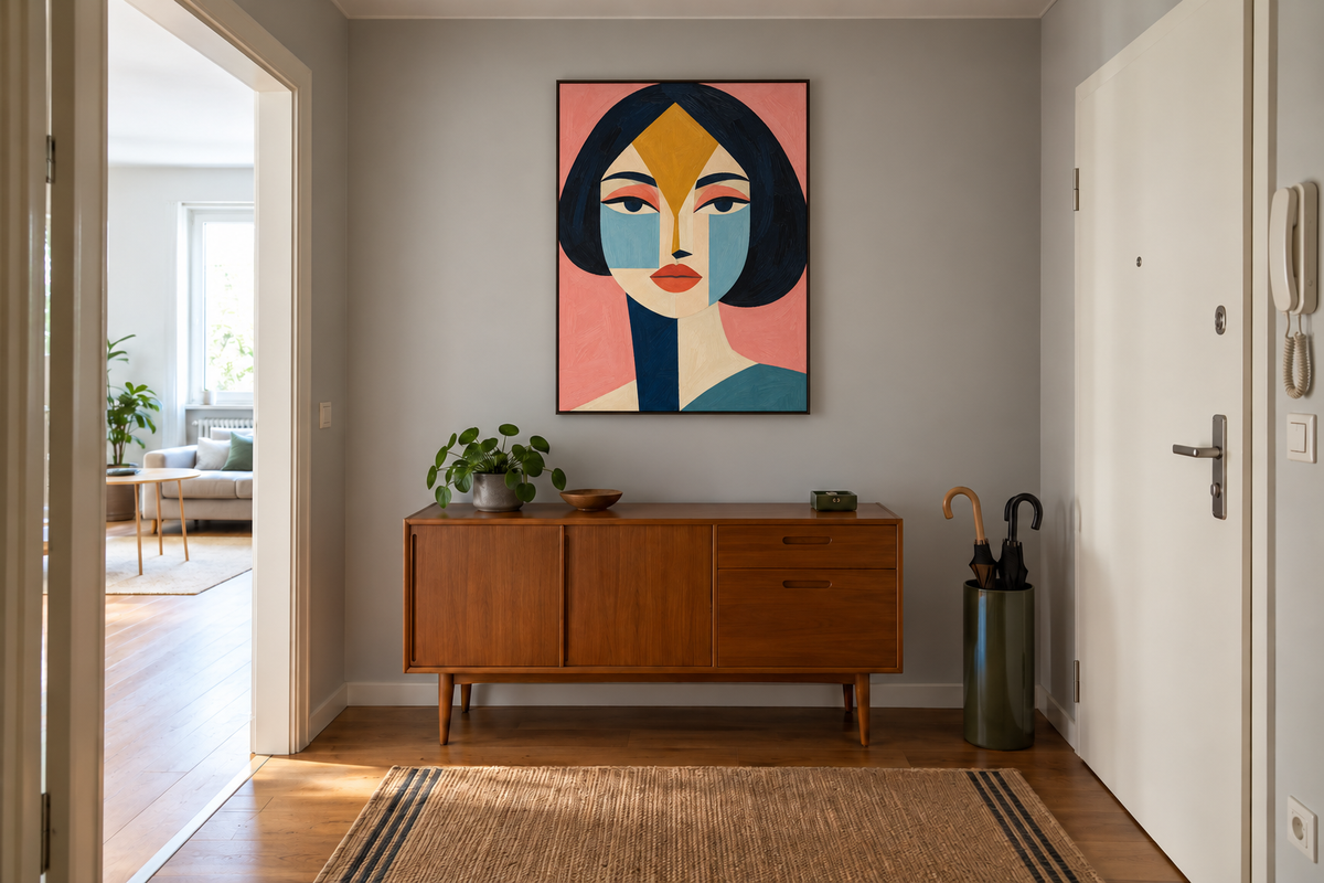Handgemaltes Gemälde „Gesicht aus Farben“ 90x120cm