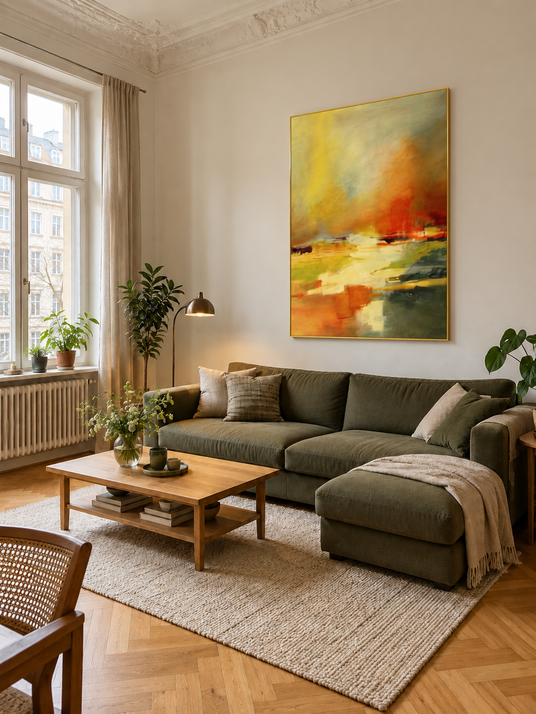 Handgemaltes Gemälde „Glühender Horizont“ 120x160cm