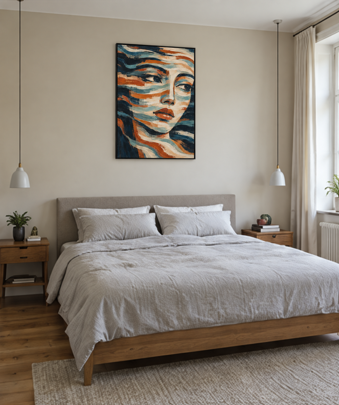 Handgemaltes Gemälde 'Wellenportrait' 90x120cm