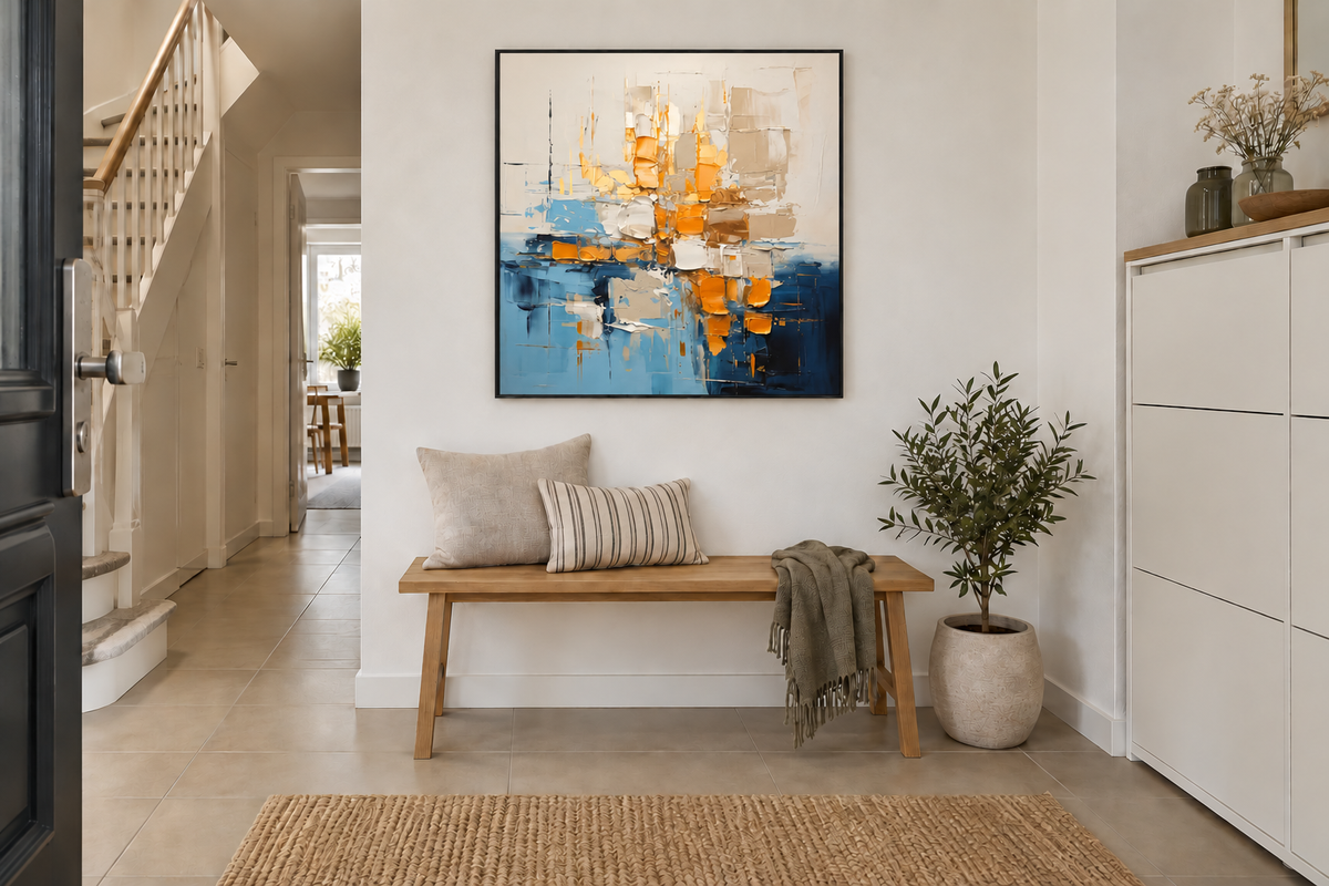 Handgemaltes Gemälde „Goldene Spiegelung“ 100x100cm