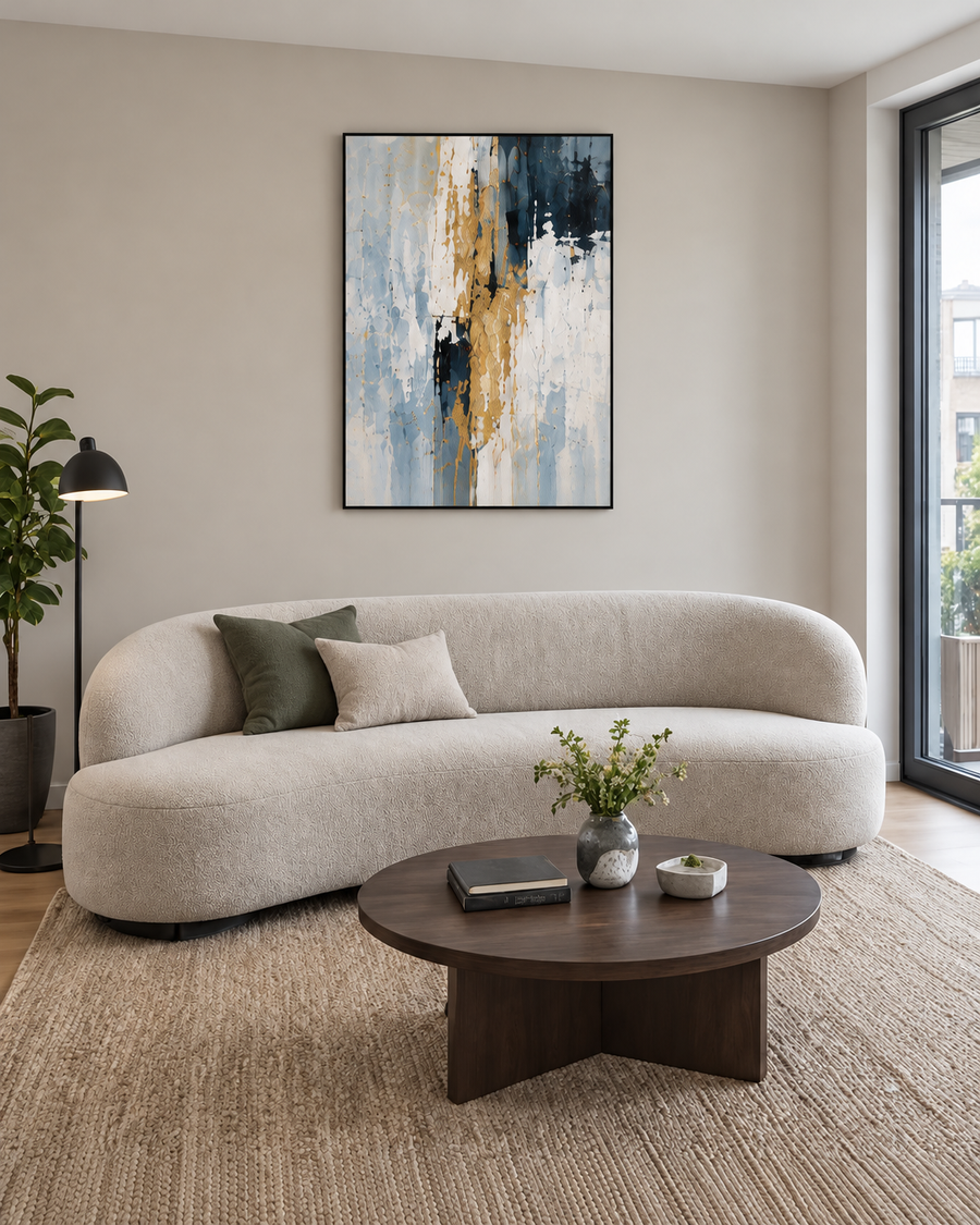 Handgemaltes Gemälde „Goldader in Blau“ 90x120cm