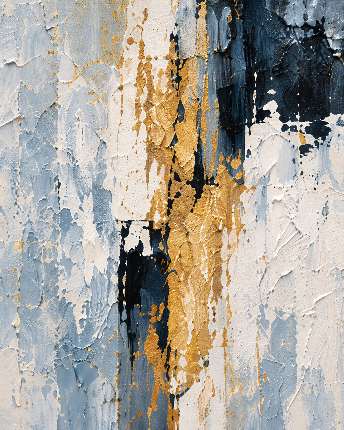 Handgemaltes Gemälde „Goldader in Blau“ 90x120cm
