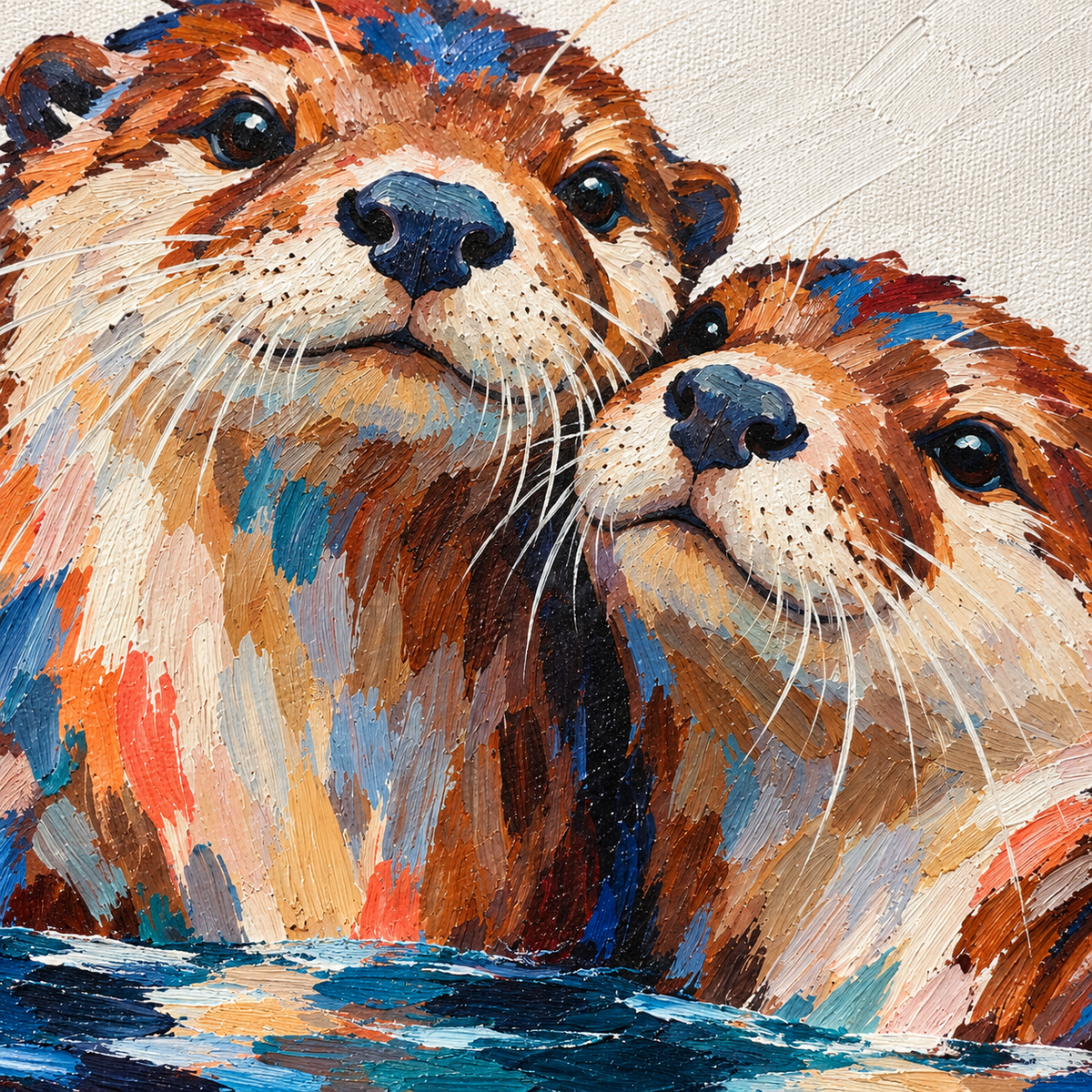 Handgemaltes Gemälde „Zu zweit im Wasser“ 100x100cm