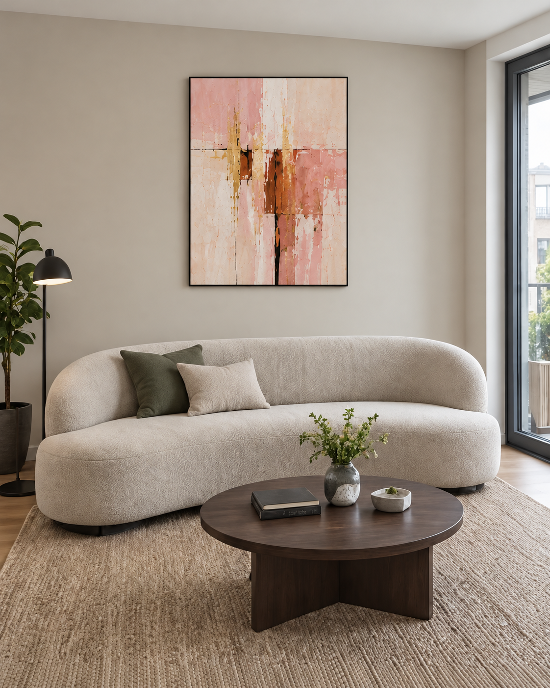 Handgemaltes Gemälde „Rosé und Rost“ 90x120cm