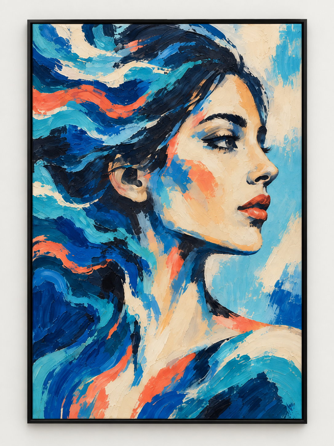 Handgemaltes Gemälde „Blaue Sehnsucht“ 90x120cm