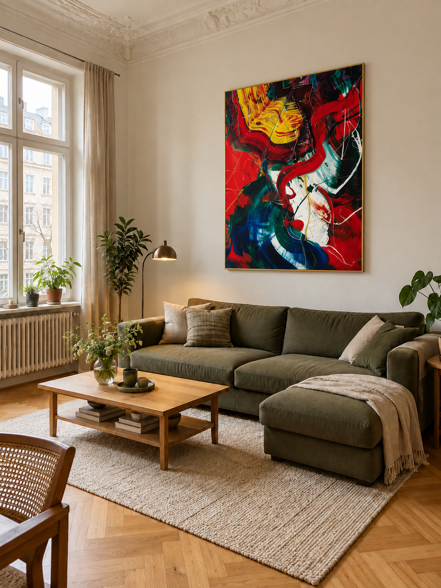 Handgemaltes Gemälde „Roter Impuls“ 120x160cm