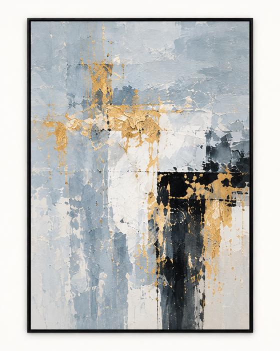Handgemaltes Gemälde „Blaue Erosion“ 90x120cm
