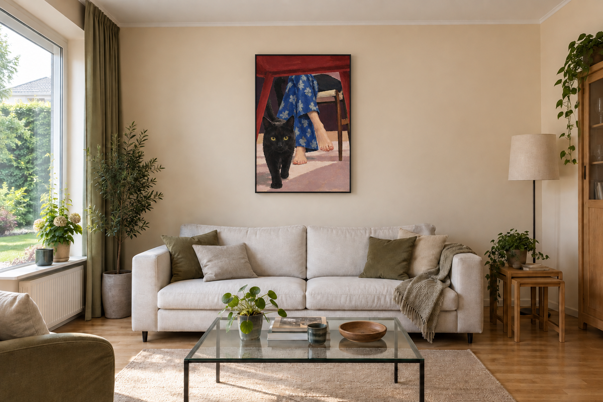Handgemaltes Gemälde 'Die stille Begleiterin' 90x120cm